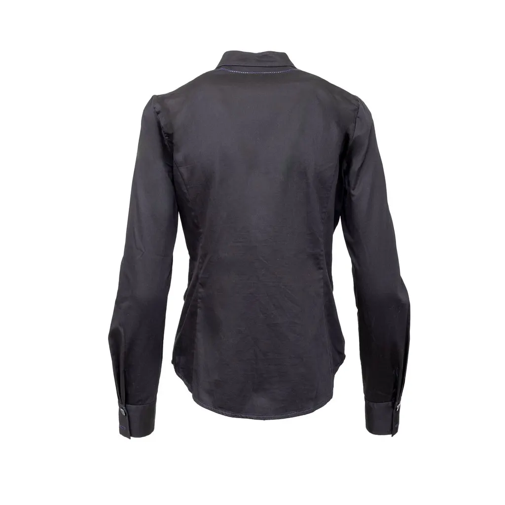Diane von Furstenberg Black Shirt - '00s Black Cotton Good - Back View