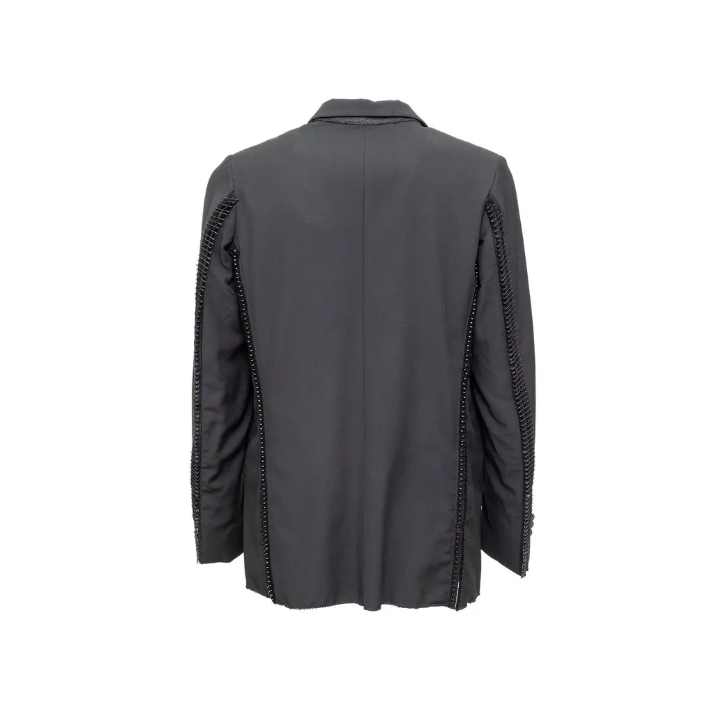 Unsigned Double-Breasted Blazer - '10s Black Wool Good - Back View