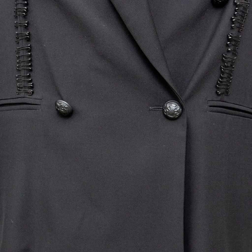 Unsigned Double-Breasted Blazer - '10s Black Wool Good - Inside View