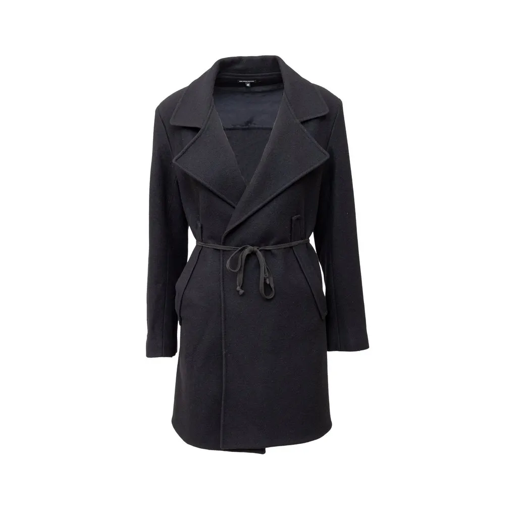 Ann Demeulemeester Coat - '00s Black Wool Good - Front View