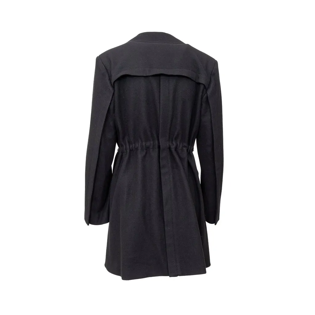 Ann Demeulemeester Coat - '00s Black Wool Good - Back View