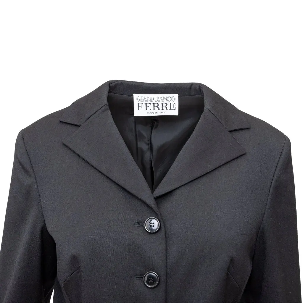 Gianfranco Ferré Black Jacket - '90s Black Wool Good - Inside View
