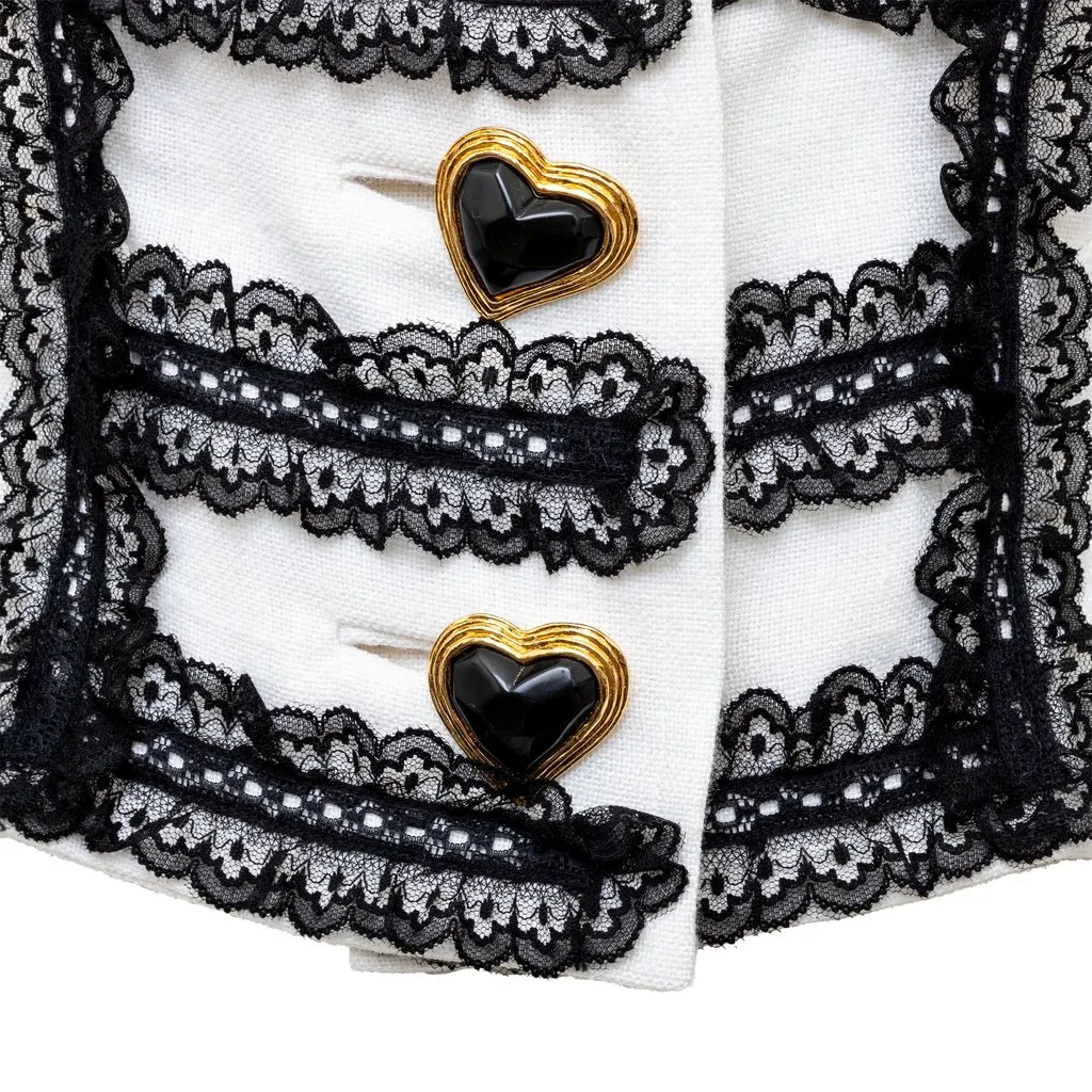 Christian Lacroix Jacket - '90s White Lace Good - Model View