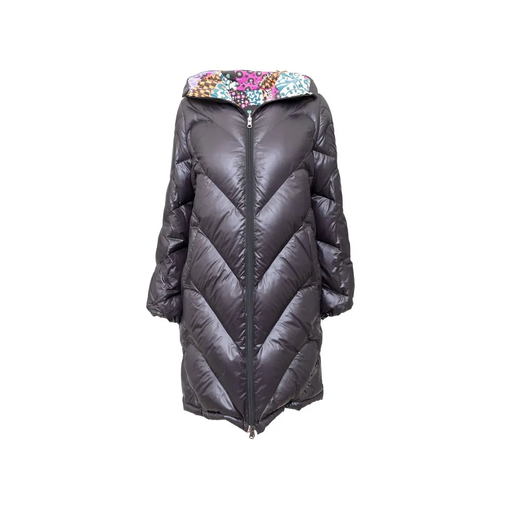 Unsigned Tsumori Chisato Hooded Reversible Down Jacket - '00s Black Good - Front View