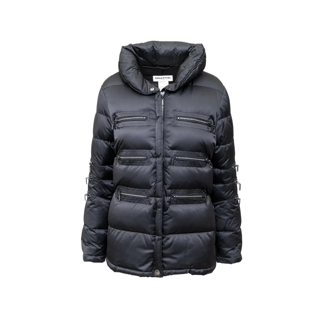 Sonia Rykiel Down Jacket With Zip - '00s Black Good - Front View