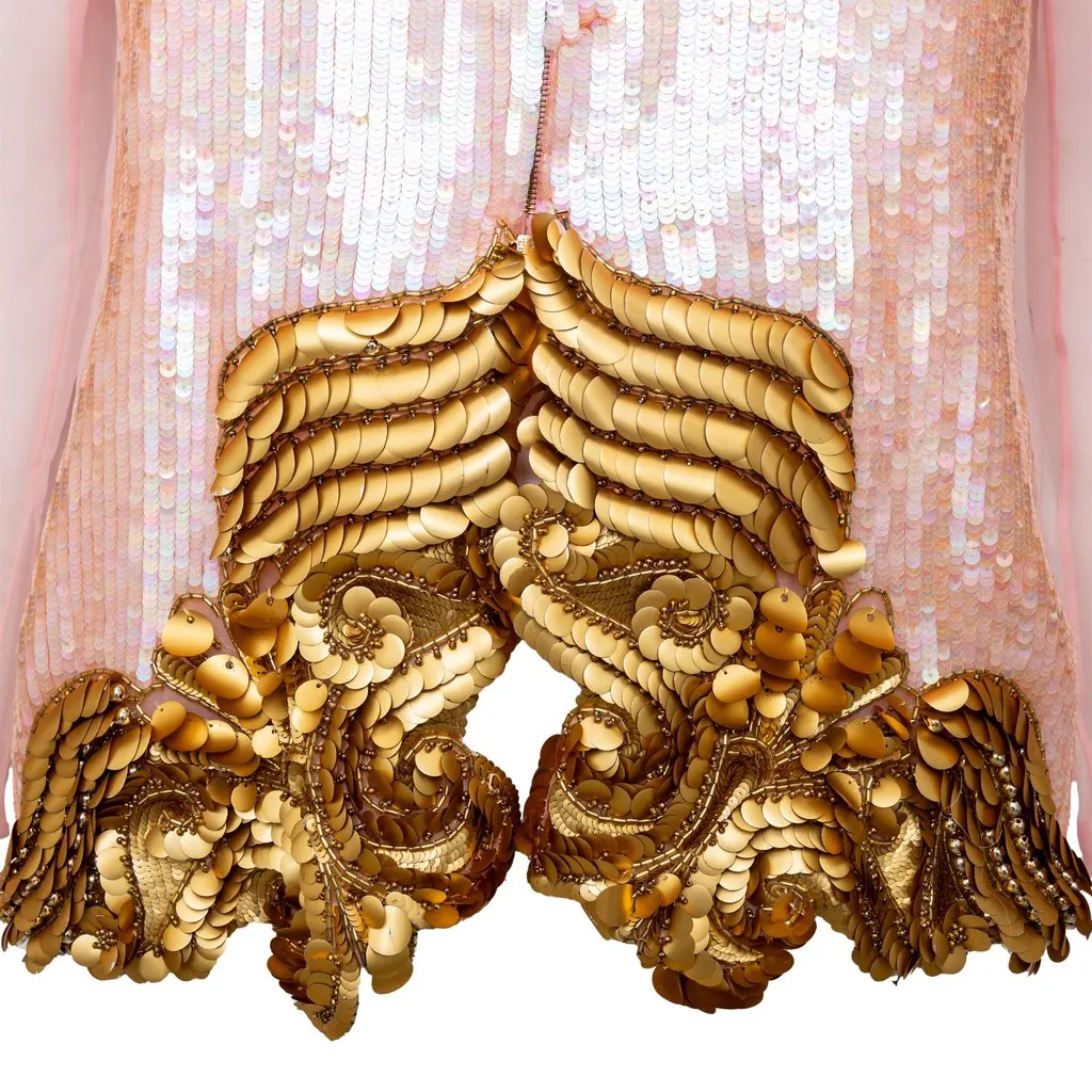 Gianfranco Ferre Sequined Sheer Jacket - '90s Pink Good - Inside View