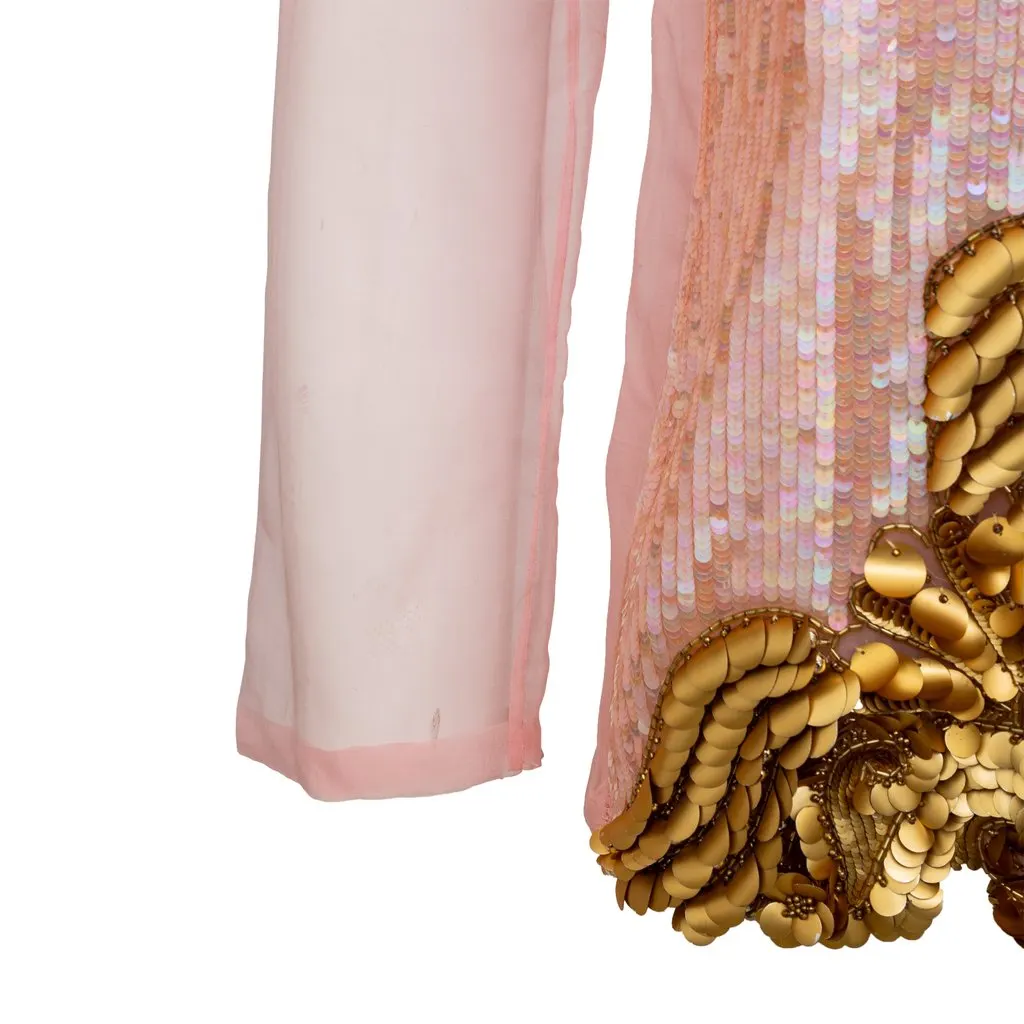 Gianfranco Ferre Sequined Sheer Jacket - '90s Pink Good - Model View