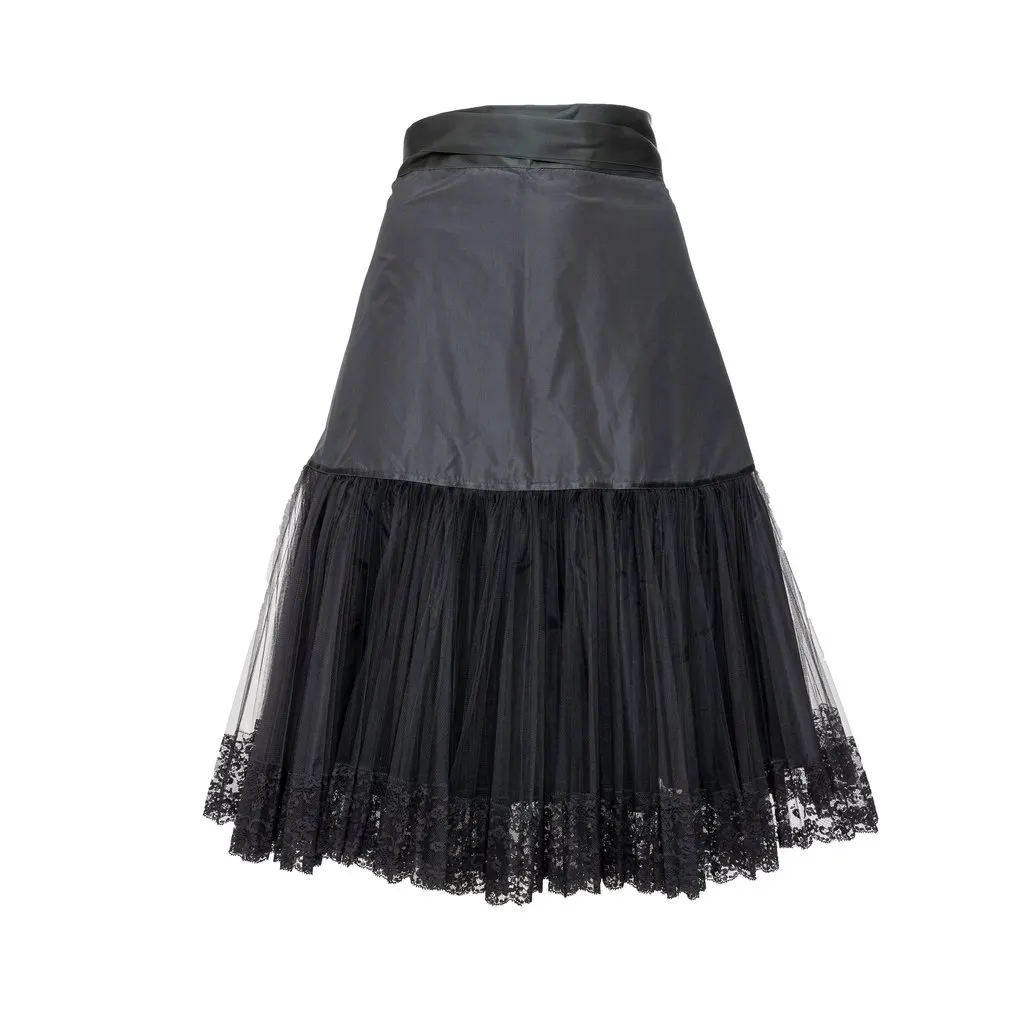 Gianfranco Ferré Skirt - '80s Black Lace Good - Front View