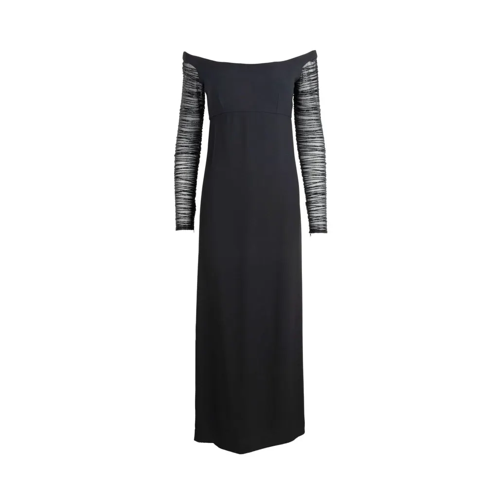 Gianfranco Ferré Off-shoulder Long Dress - '90s Black Good - Front View