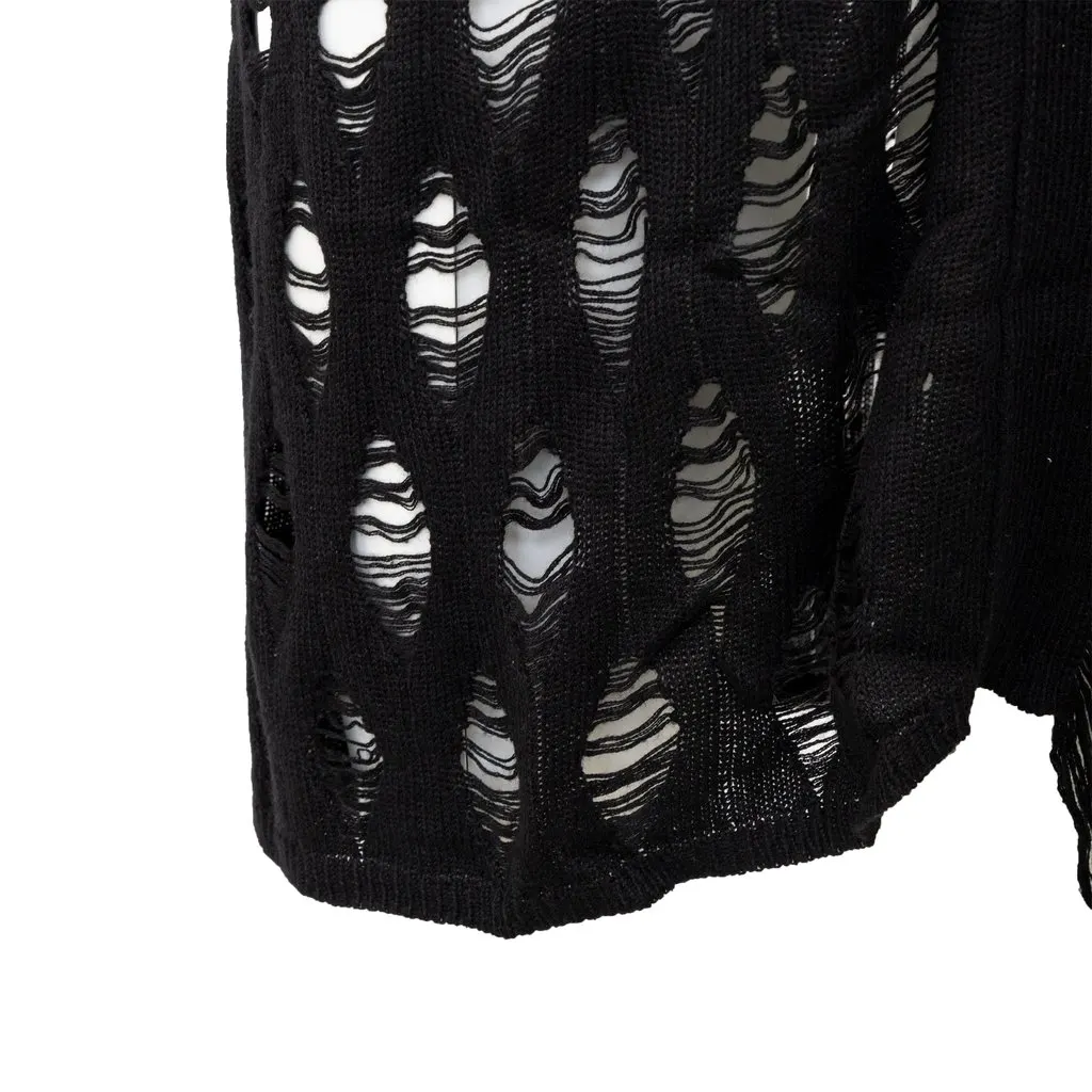 Alexander McQueen Destroyed T-Shirt - '10s Black Wool Good - Box View