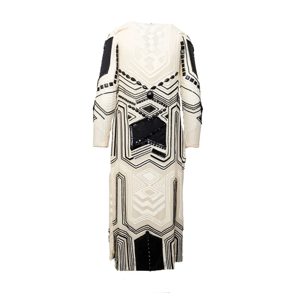Gianfranco Ferré Beaded Long Sleeve Dress - '90s MultiColor Silk Good - Back View