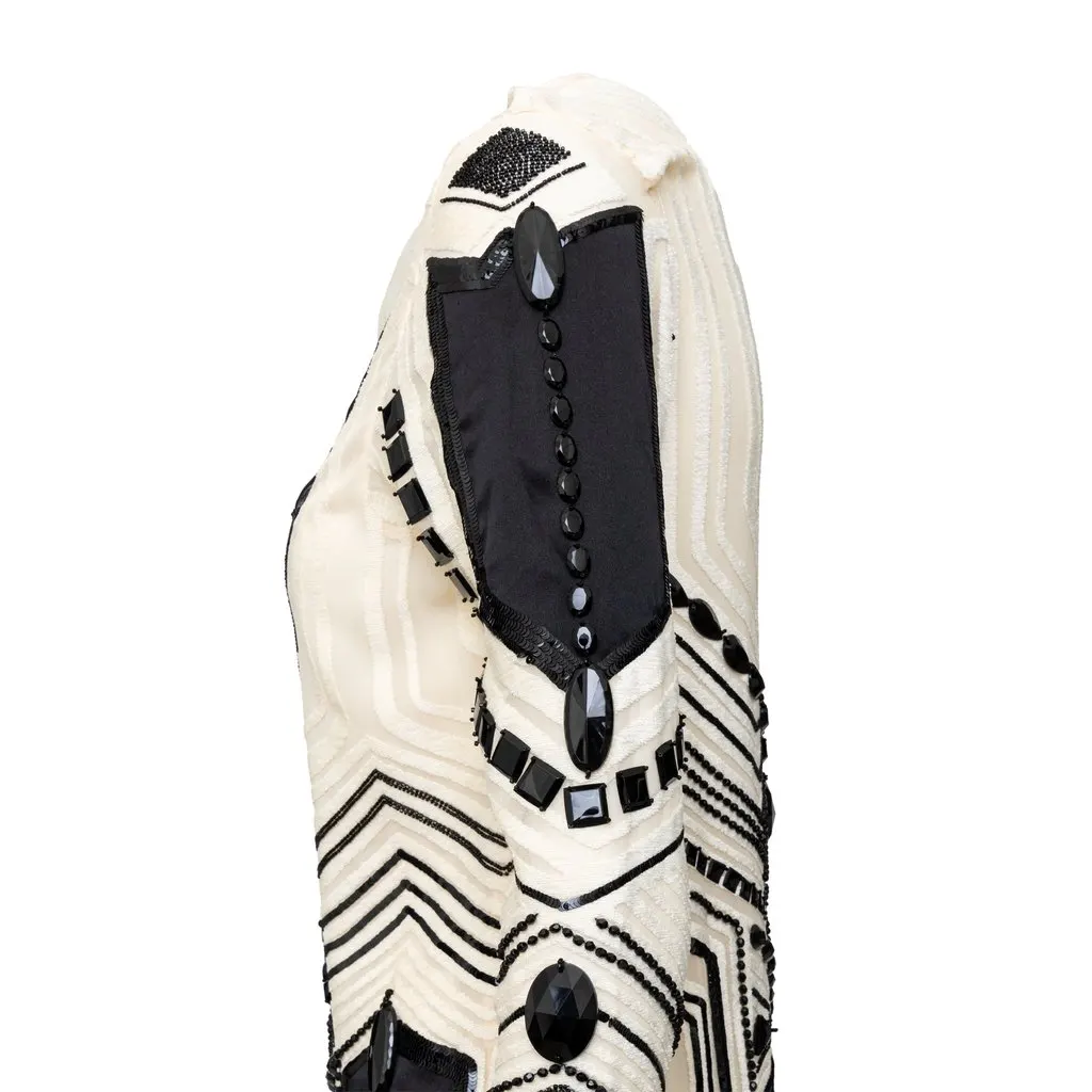 Gianfranco Ferré Beaded Long Sleeve Dress - '90s MultiColor Silk Good - Inside View
