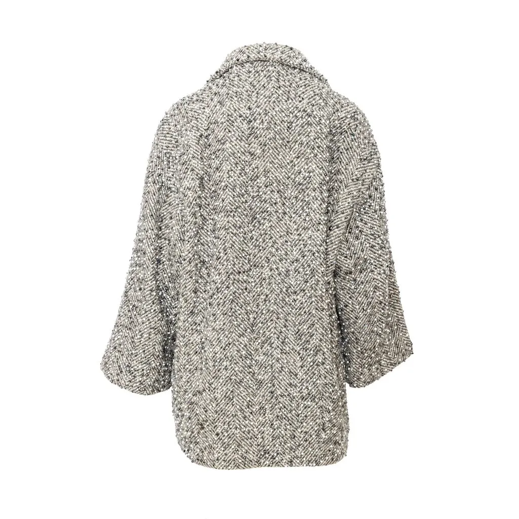 Gianfranco Ferre Herringbone Coat - '80s Grey Wool Good - Box View