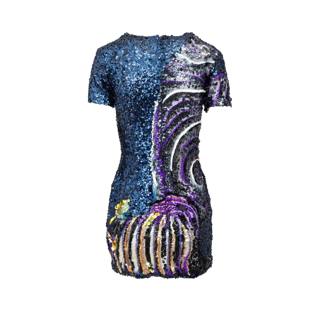 Gianfranco Ferré Sequin Cocktail Dress - '90s MultiColor Good - Back View