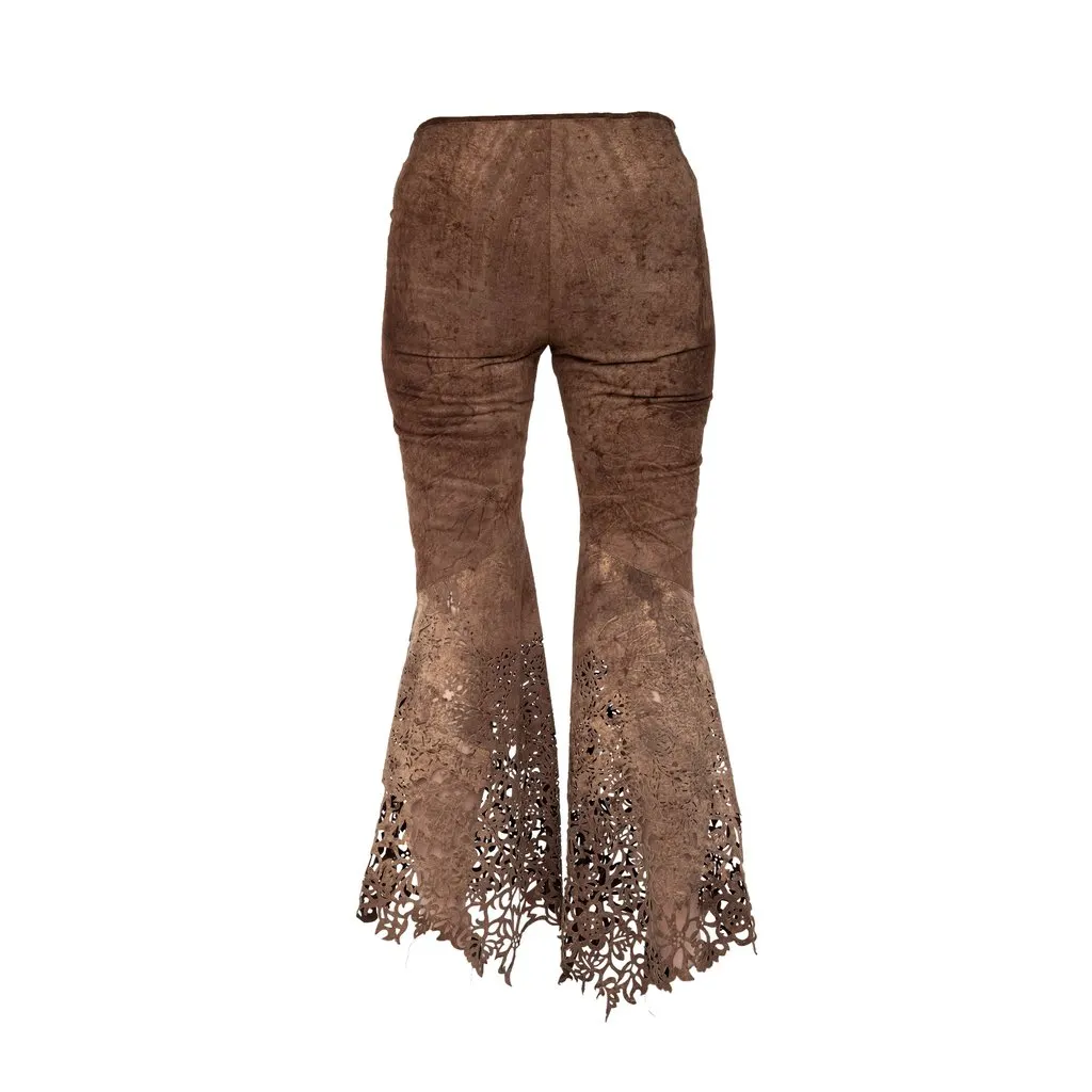 Roberto Cavalli Laser-cut Suede Pant - '00s Brown Suede Good - Box View