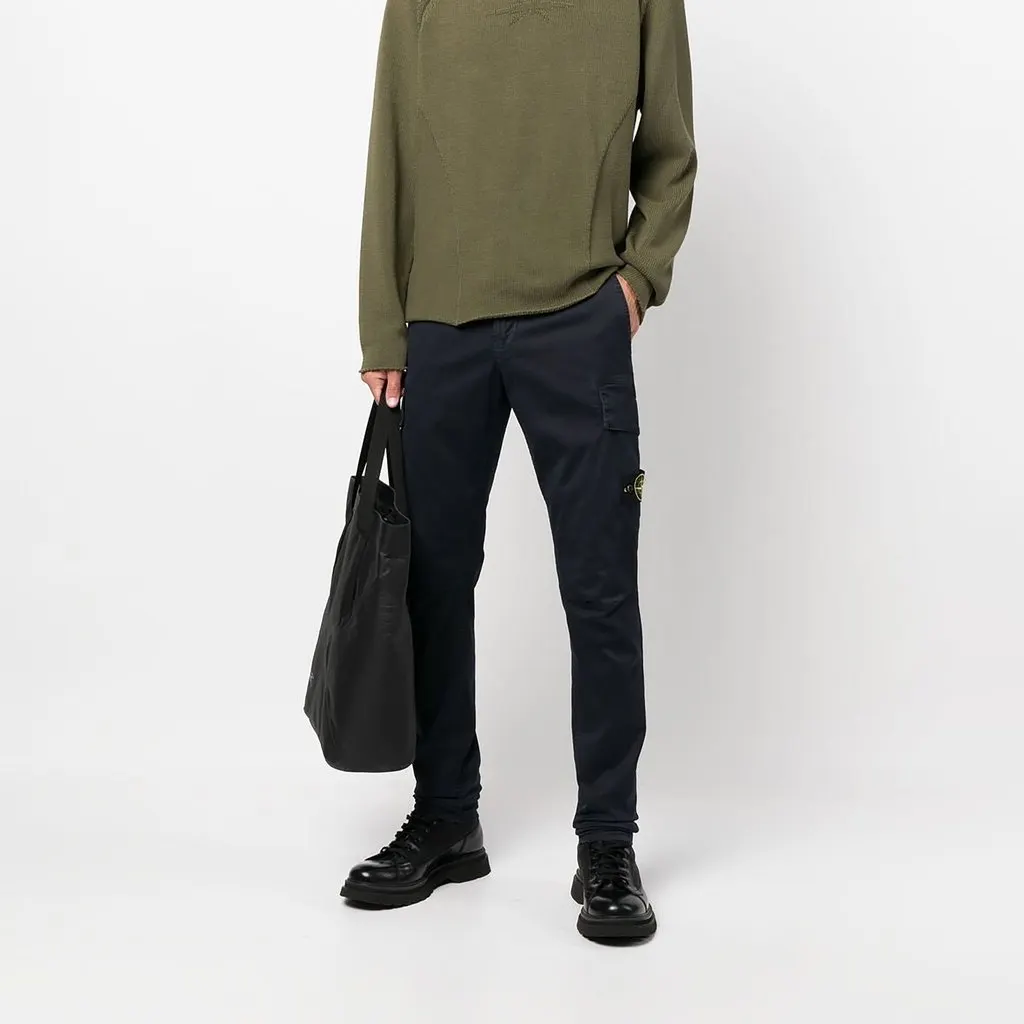 Stone Island Gabardine Cargo Pant - '20s Red Cotton Good - Back View