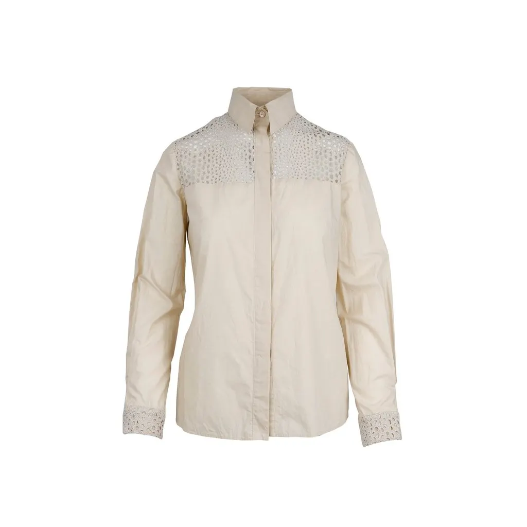 Blumarine Lace Shirt - '10s Beige Lace Good - Front View