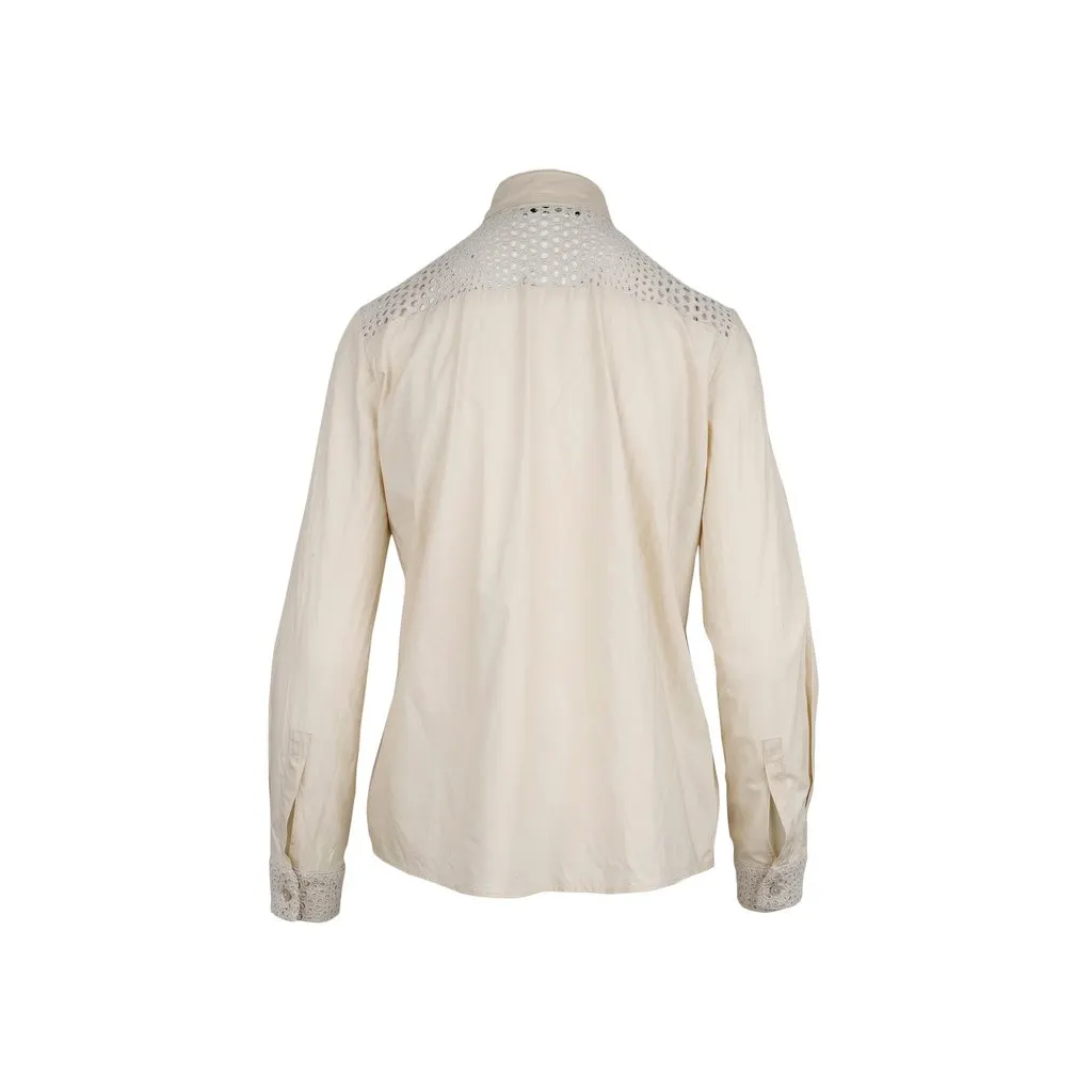 Blumarine Lace Shirt - '10s Beige Lace Good - Back View