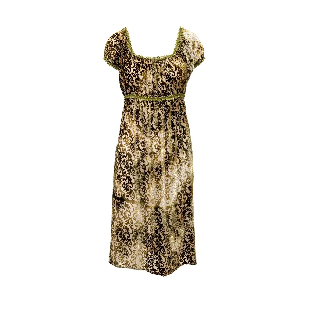 Roberto Cavalli Green Velvet Printed Dress - '00s Green Velvet Good - Front View