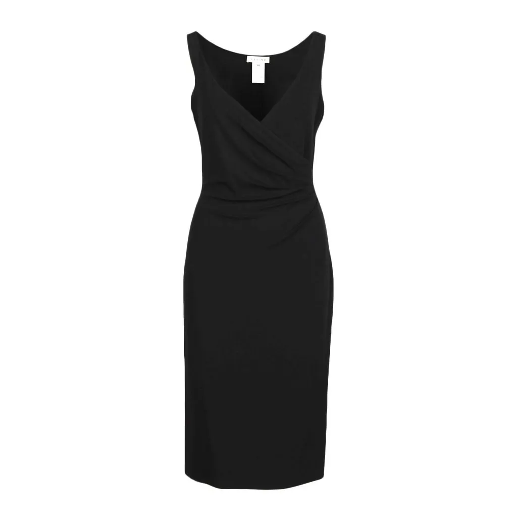 Celine Deep V-neck Wrapped Black Dress - '10s Black Good - Front View