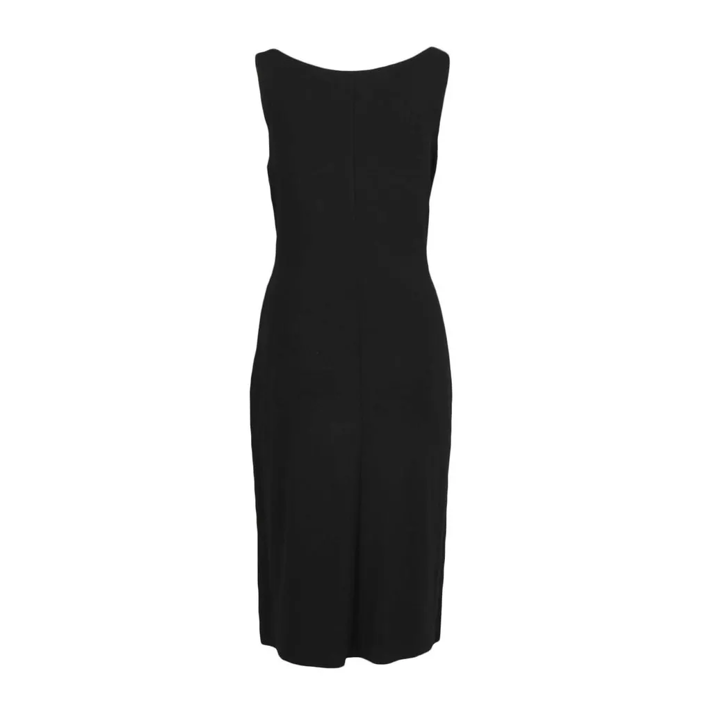 Celine Deep V-neck Wrapped Black Dress - '10s Black Good - Back View