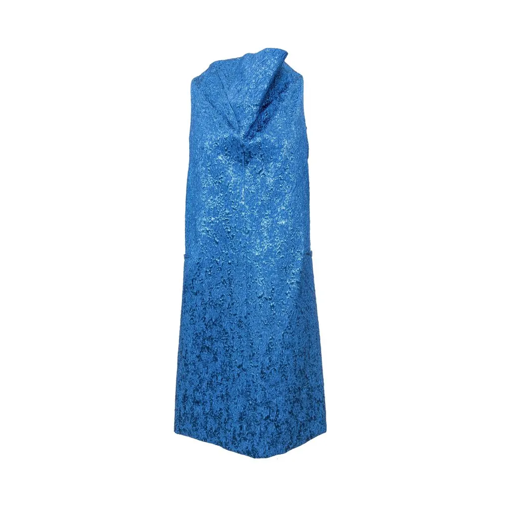 Balenciaga Metallic Blue Dress - '10s Blue Good - Front View