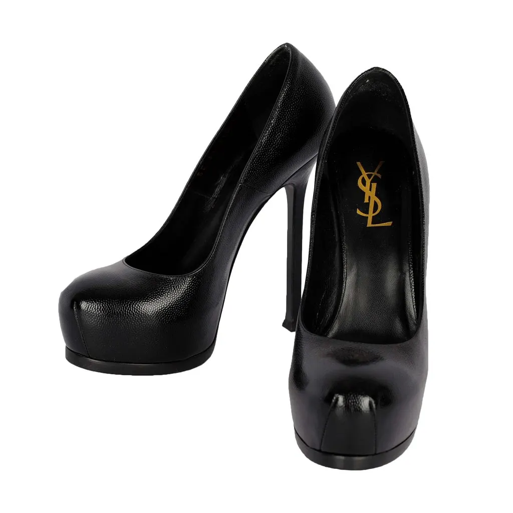 Saint Laurent Black Leather Pumps - '20s Black Leather Good - Model View