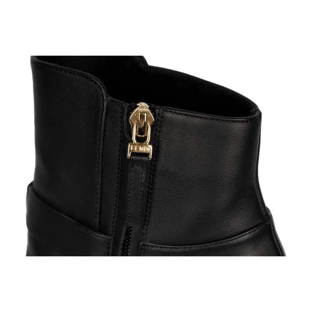 Fendi Black Leather Ankle Boots with Heels - '20s Black Leather Good - Box View