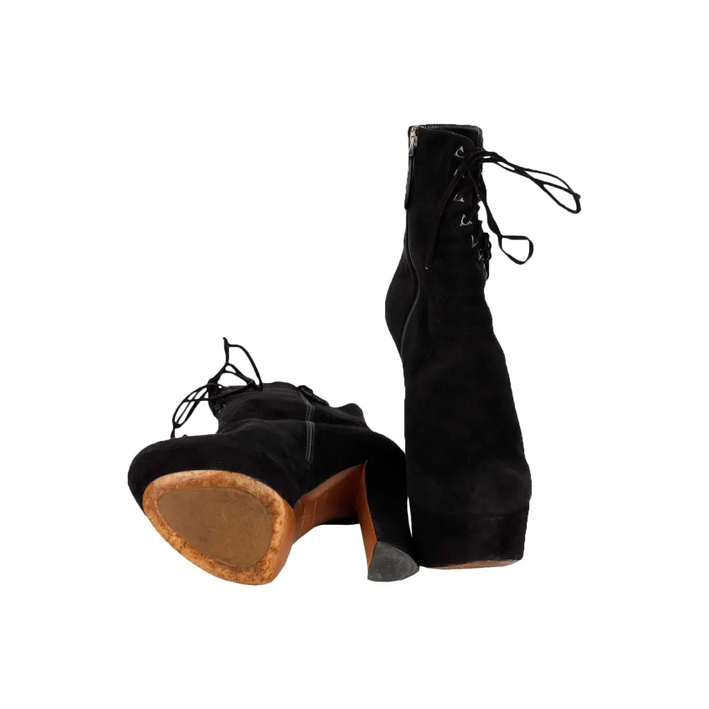 Alaïa Black Suede Lace-up Corset Booties- '20s Black Suede Good - Box View