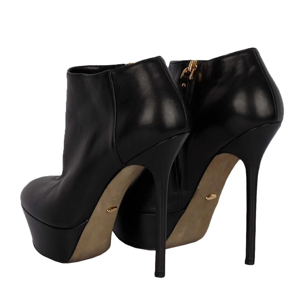 Sergio Rossi Platform Heeled Ankle Boots- '20s Red Leather Good - Inside View