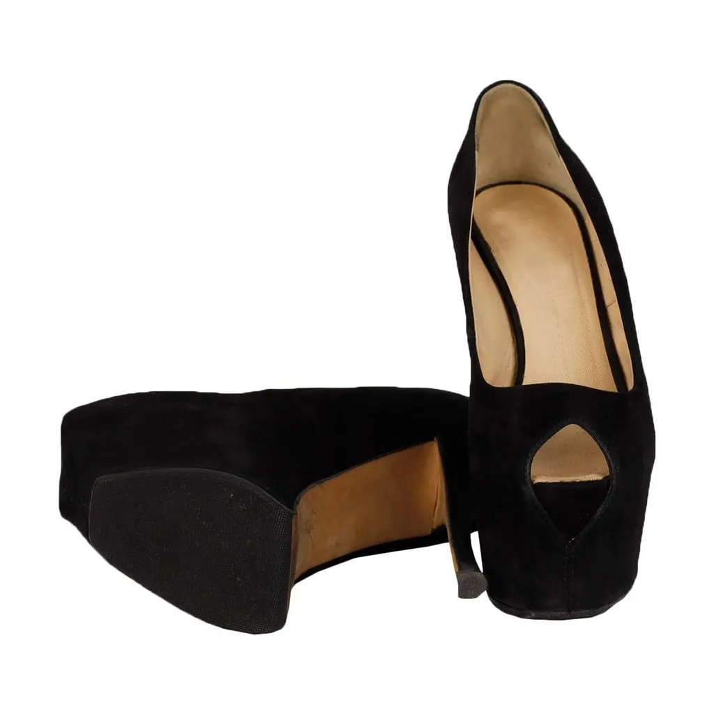 Giuseppe Zanotti Black Suede Platform High Heel Shoes - '20s Black Suede Good - Model View