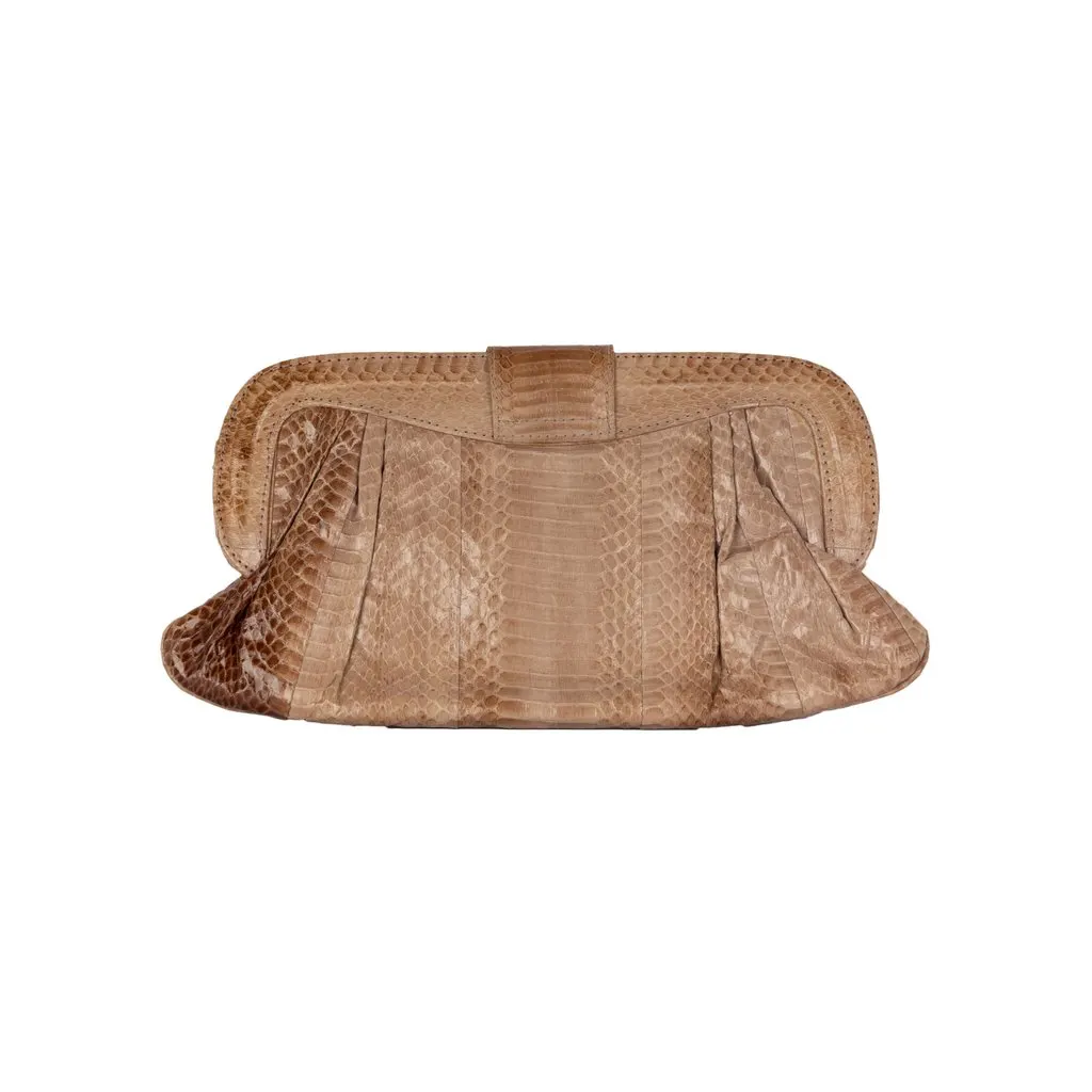 Unsigned Chandra Beige Clutch - '00s Beige Good - Back View