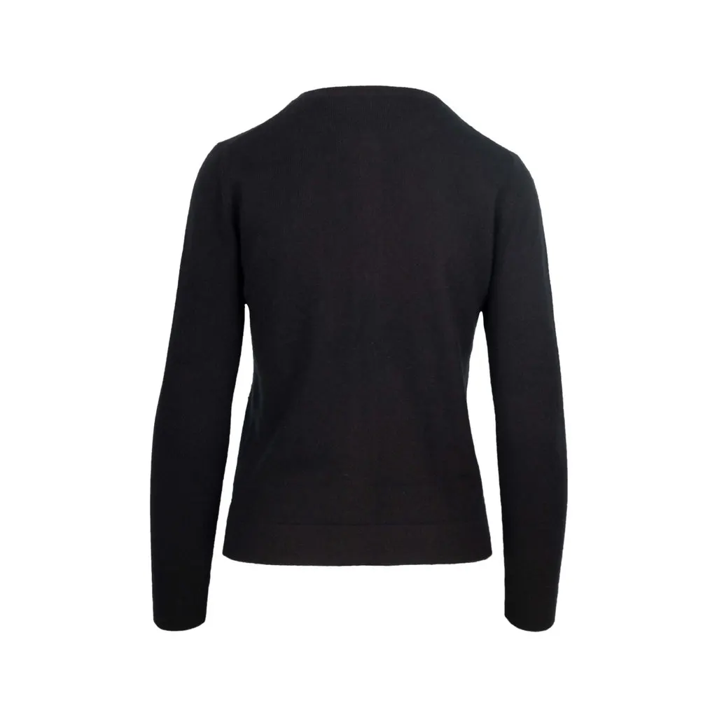 Unsigned CashmereInLove Jeweled Cardigan - '20s Black Wool Good - Back View