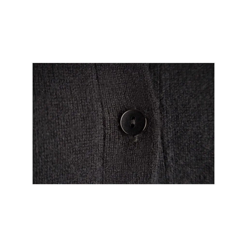 Unsigned CashmereInLove Jeweled Cardigan - '20s Black Wool Good - Box View