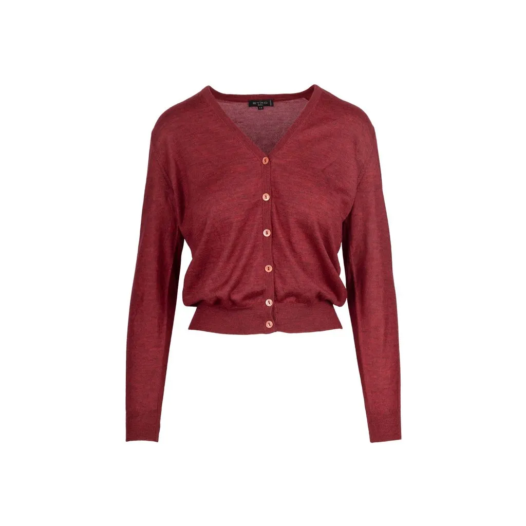 Etro Red Cardigan - '10s Red Wool Good - Front View