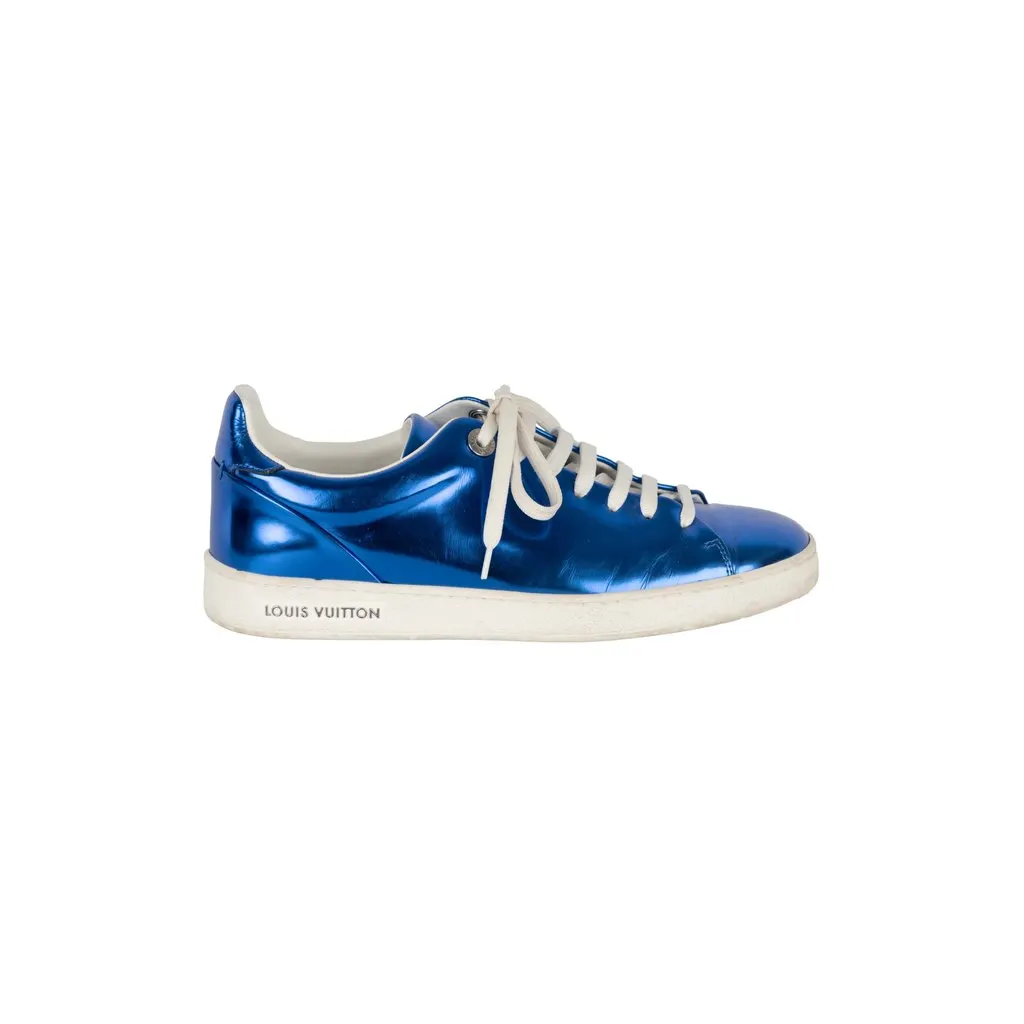 Louis Vuitton Metallic Blue Sneakers - '10s Blue Good - Front View