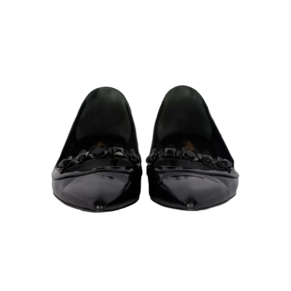 Louis Vuitton Black Fleur Pointed Toe Flat - '10s Black Good - Back View