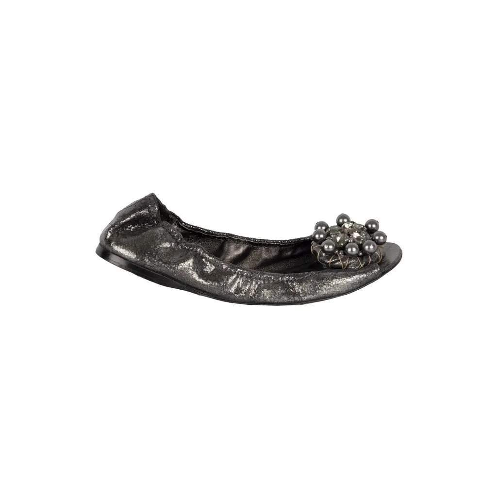 Miu Miu Embellished Cap Toe Ballet Flats - '00s Black Good - Front View