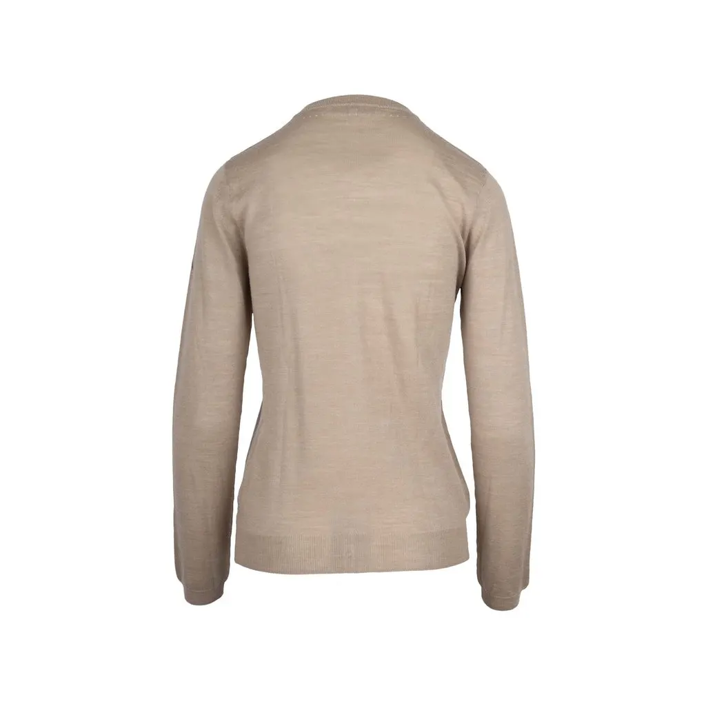 Unsigned Cardigan with Silk Trimmings - '10s Beige Silk Good - Back View