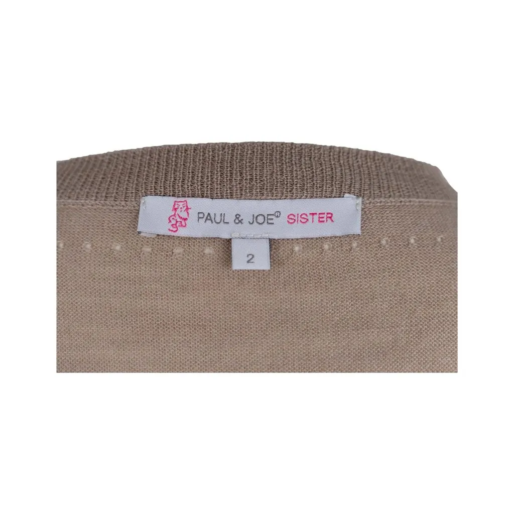 Unsigned Cardigan with Silk Trimmings - '10s Beige Silk Good - Inside View