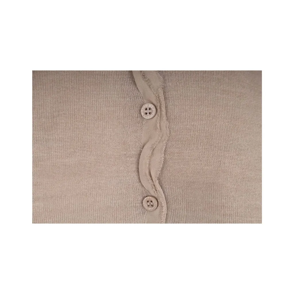Unsigned Cardigan with Silk Trimmings - '10s Beige Silk Good - Model View
