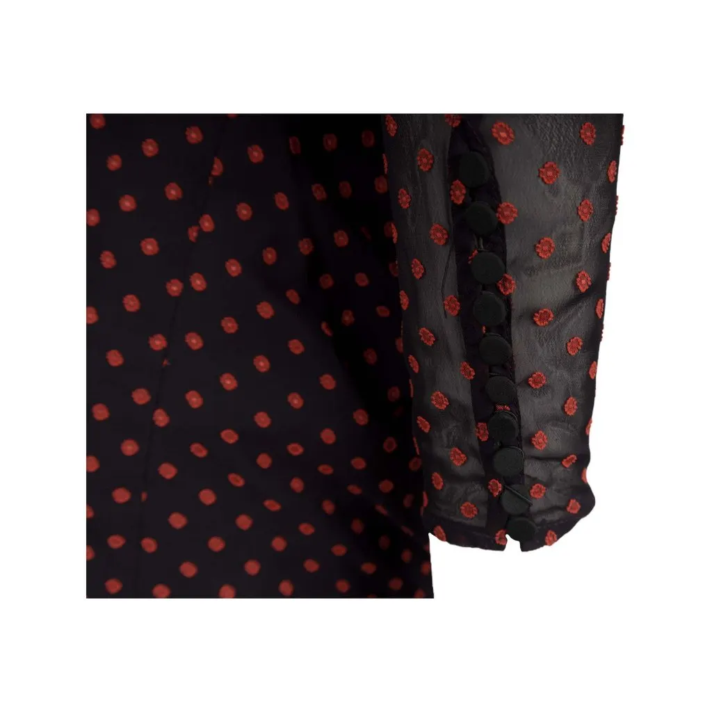 Self-Portrait Flower Polka Dress - '10s Black Good - Inside View