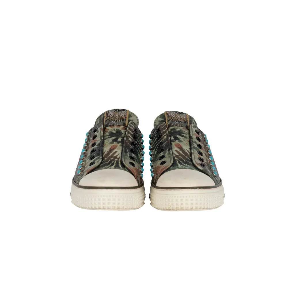 Valentino Rockstud Tie-dye Sneakers - '10s Red Lace Good - Back View