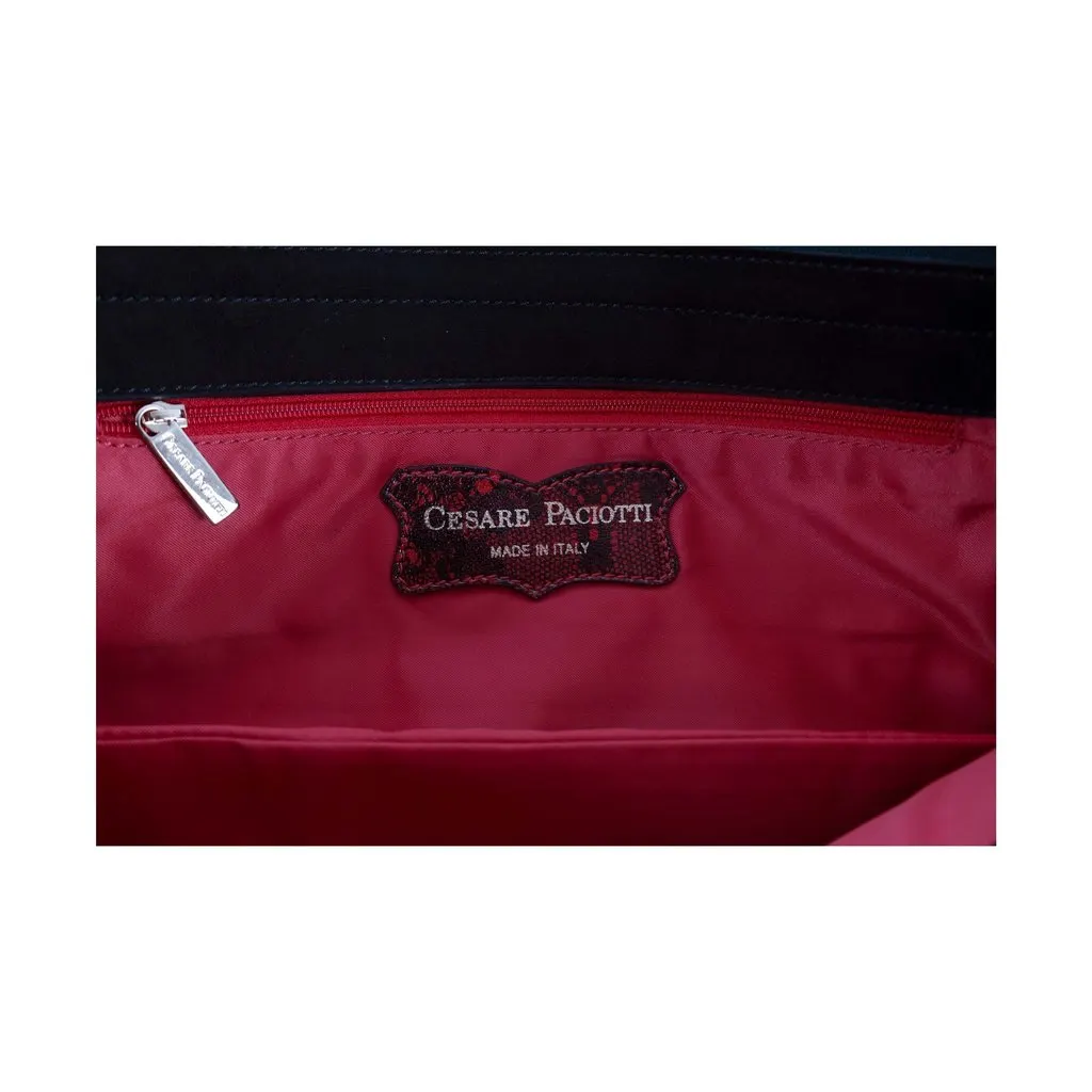 Unsigned Cesare Paciotti Suede and Snakeskin Clutch - '10s Red Suede Good - Model View