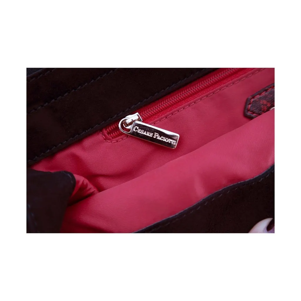 Unsigned Cesare Paciotti Suede and Snakeskin Clutch - '10s Red Suede Good - Box View