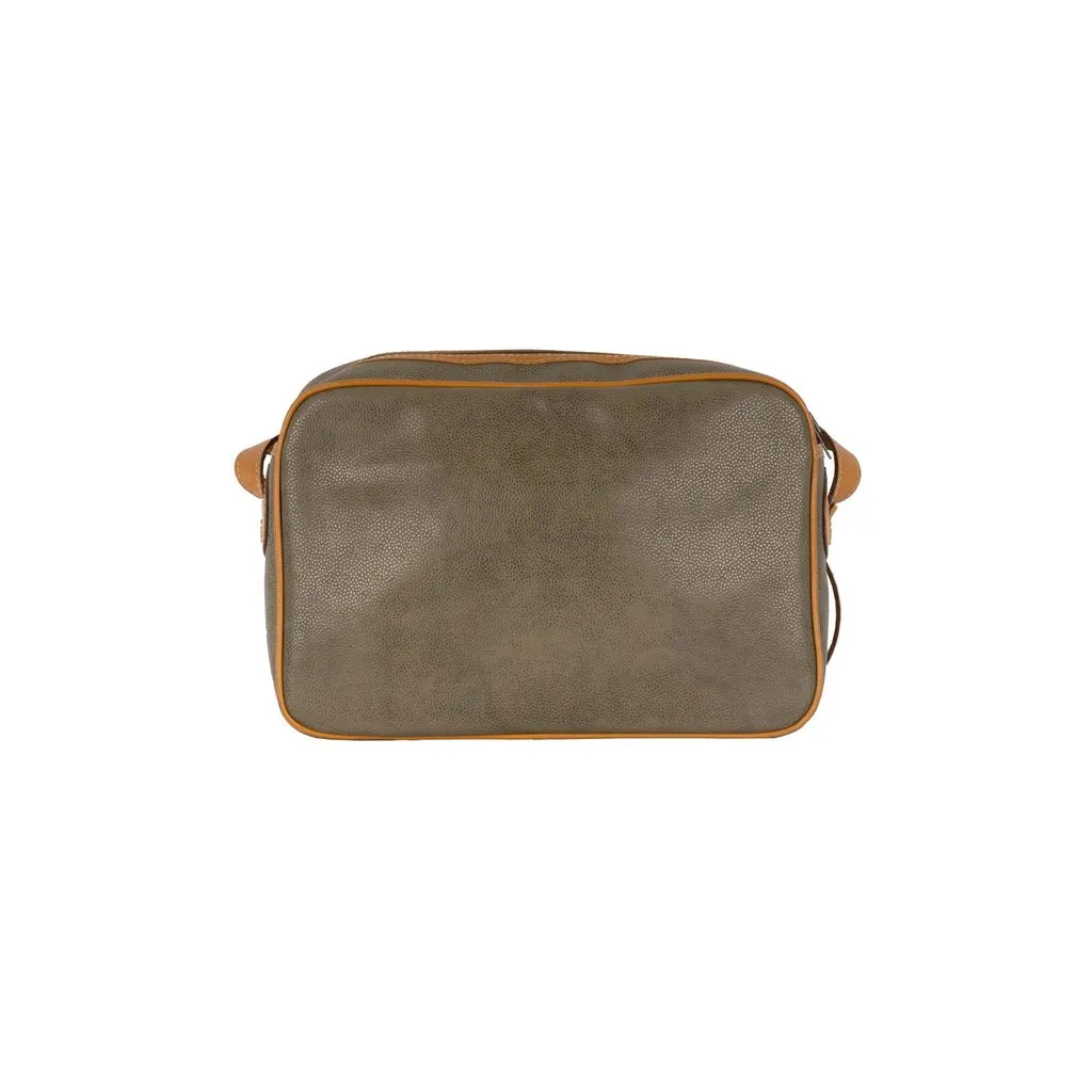 Unsigned Textured Leather Messenger Bag - '10s Red Leather Good - Back View