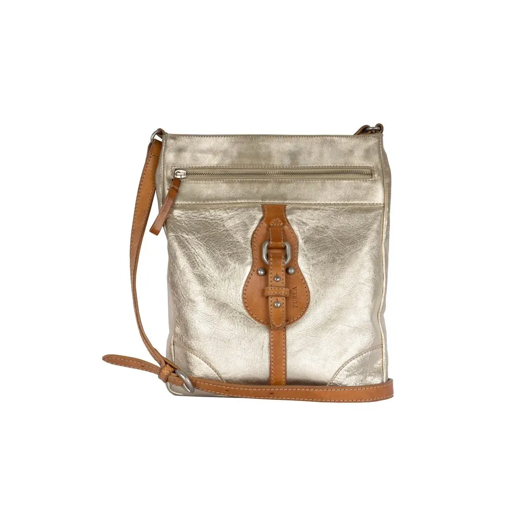 Furla Golden Metallic Crossbody Bag - '10s Gold Good - Front View