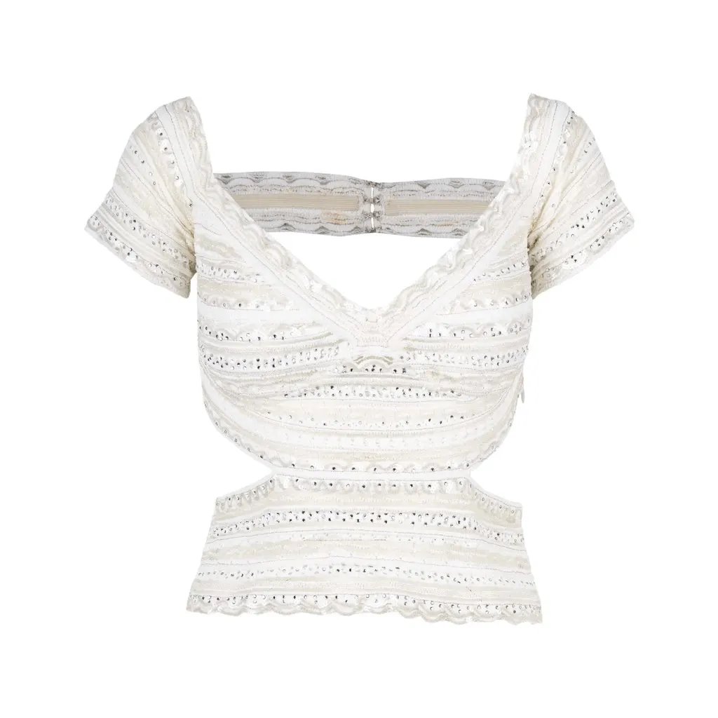 Gianfranco Ferré White Cut-out Top - '90s White Lace Good - Front View