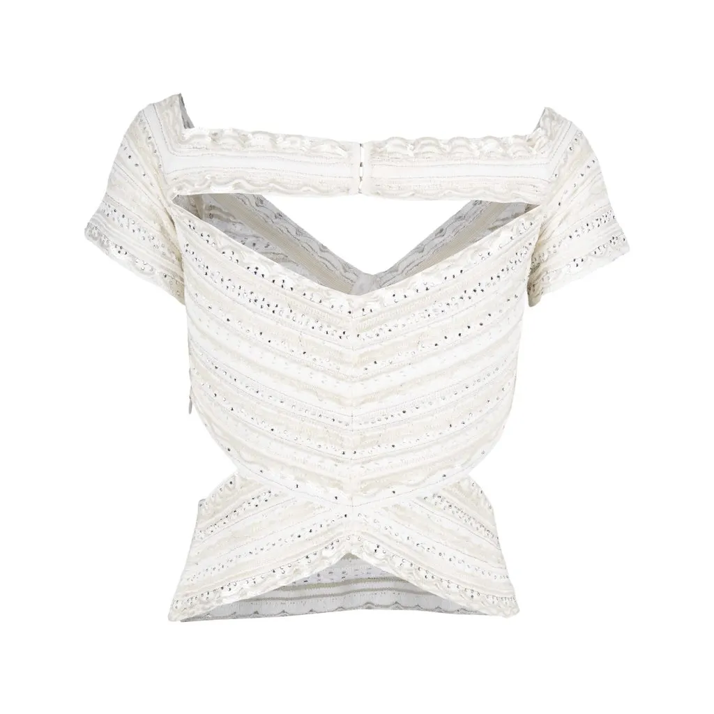 Gianfranco Ferré White Cut-out Top - '90s White Lace Good - Inside View