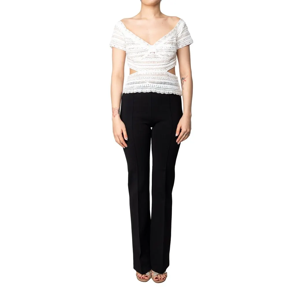 Gianfranco Ferré White Cut-out Top - '90s White Lace Good - Model View